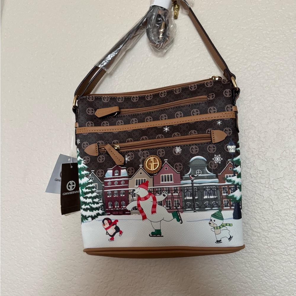 Giani Bernini Festive Brown and White Crossbody Bag